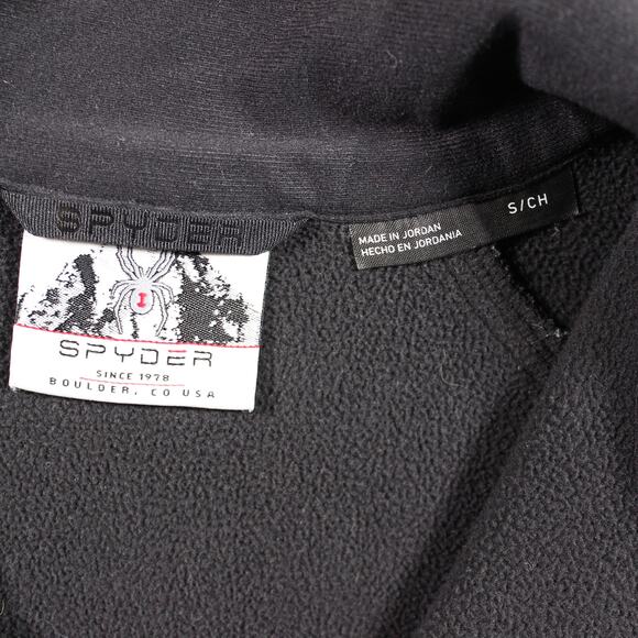 Spyder 1/4 Zip Pullover Mens S Black Gray Grid Fleece Performance - Picture 6 of 8